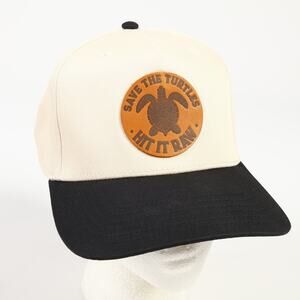 Otto Save The Turtles Hit It Raw Logo Patch 5 Panel Snapback Hat Black Cream